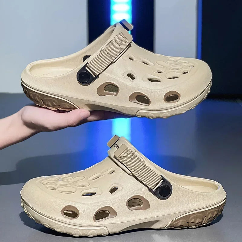 Men's EVA clogs with vent holes in the toe, thick two-tone sole and hook-and-loop heel strap - view 4