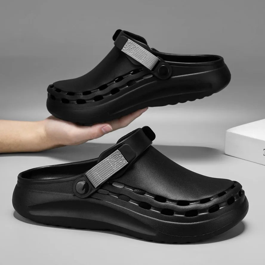 Men's EVA clogs with vent holes along the sides, a pivoting heel strap and a thick sole - view 5