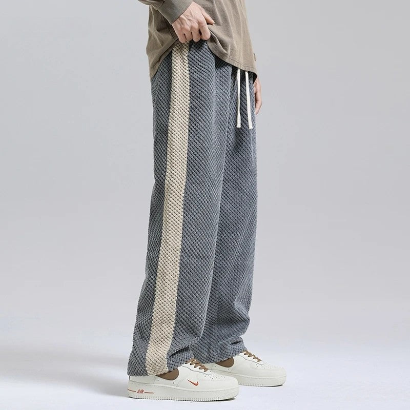 Men's corduroy joggers with a wide side stripe and a drawcord waist - view 4