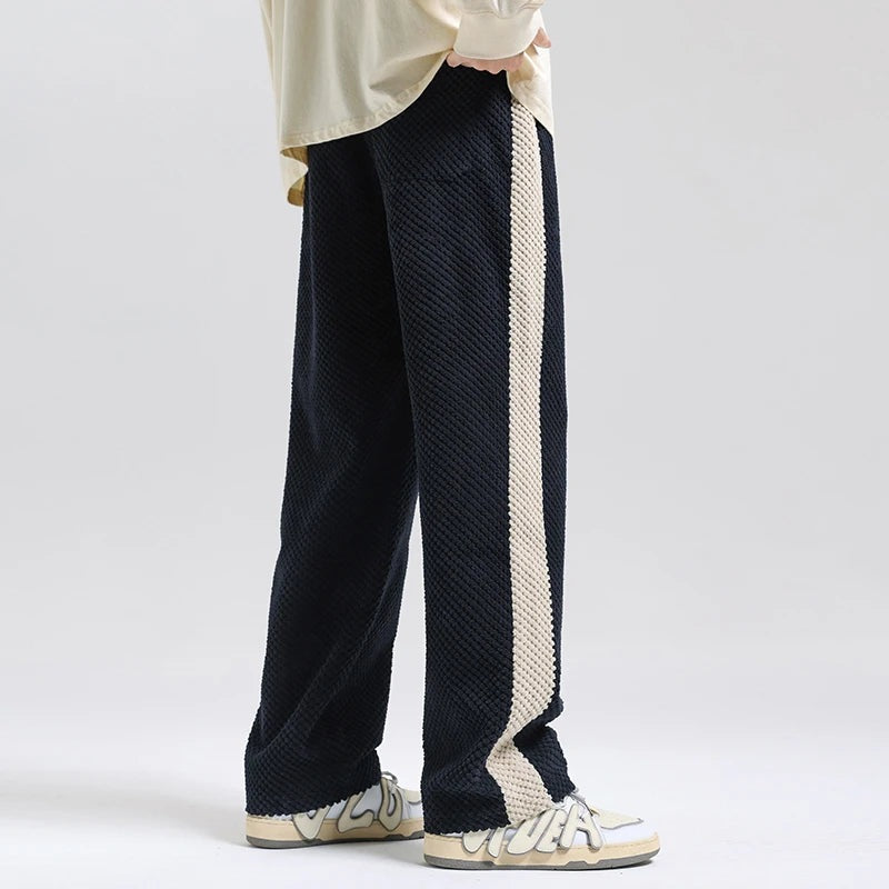 Men's corduroy joggers with a wide side stripe and a drawcord waist - view 6