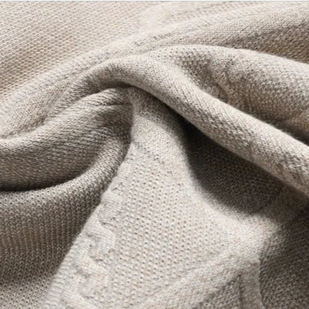 Men's crew neck jumper with a raised diamond and cable knit pattern - view 8