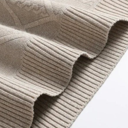 Men's crew neck jumper with a raised diamond and cable knit pattern - view 9