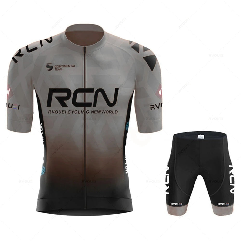 Men's cycling kit with a short-sleeve jersey and padded shorts - grey - waist shorts