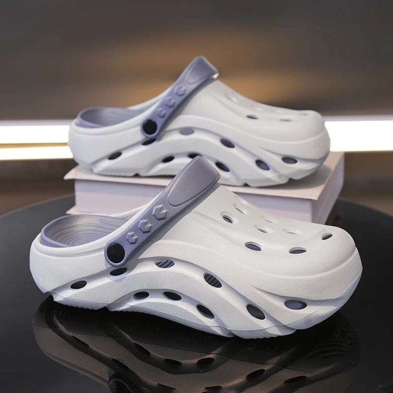 EVA clogs with a closed toe, vent holes, thick sole and pivoting heel strap - view 4