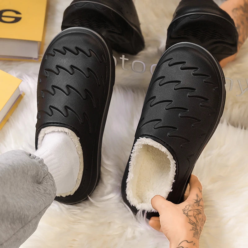 Men's slippers in EVA with fleece lining, thick sole and open heel - view 6