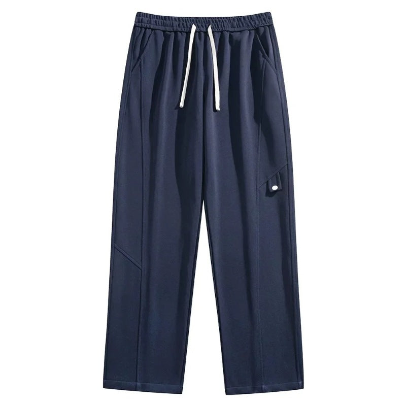 Men's fleece-lined joggers with a straight leg and a popper tab on the thigh - view 7