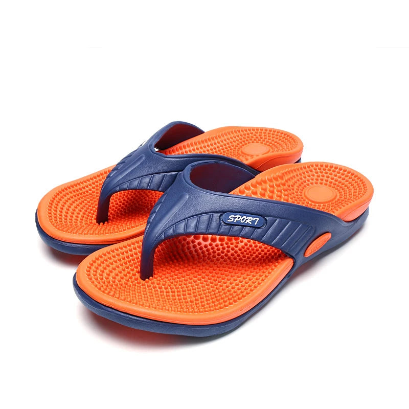 Flip flops with a studded footbed, wide toe strap and sole with tread - view 6