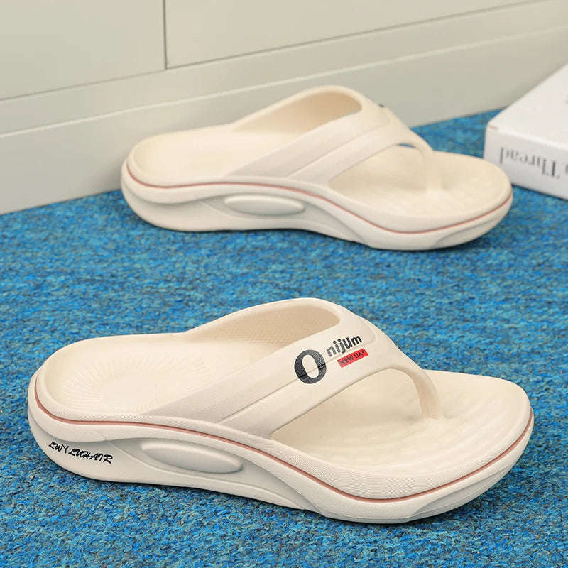 Men's EVA flip flops with thick sole, wide strap and smooth toe post - view 4