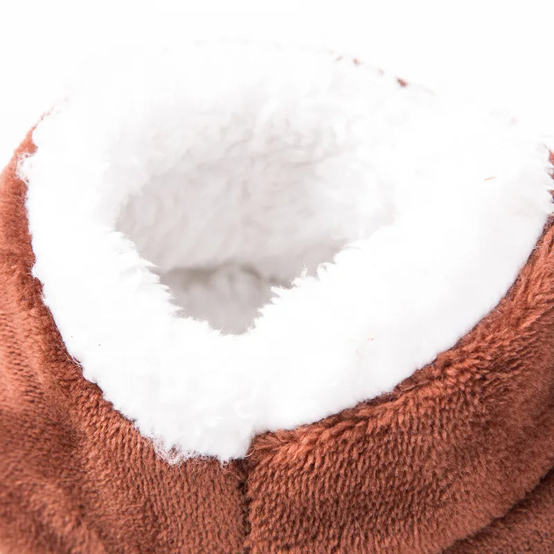 Men's velour bootie slippers with a teddy lining and folded cuff - view 5