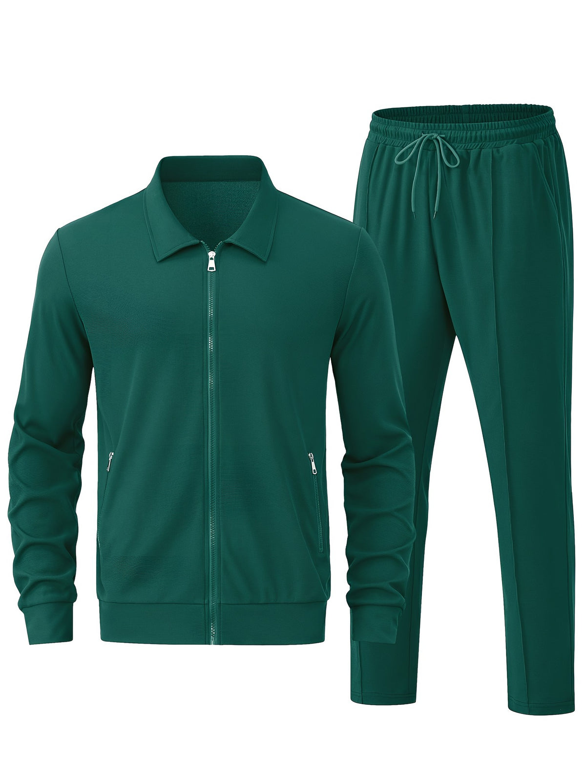 Men's two-piece tracksuit in dark green, jacket and trousers