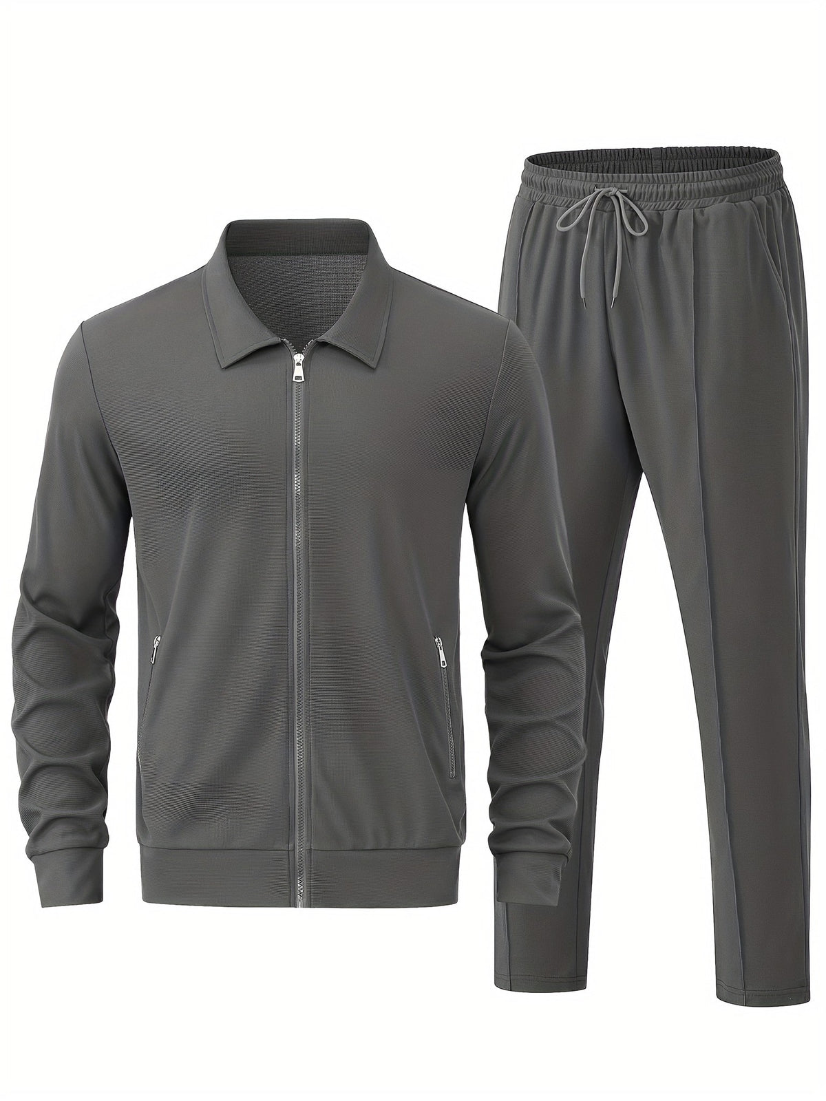 Men's two-piece tracksuit in dark grey, jacket and trousers
