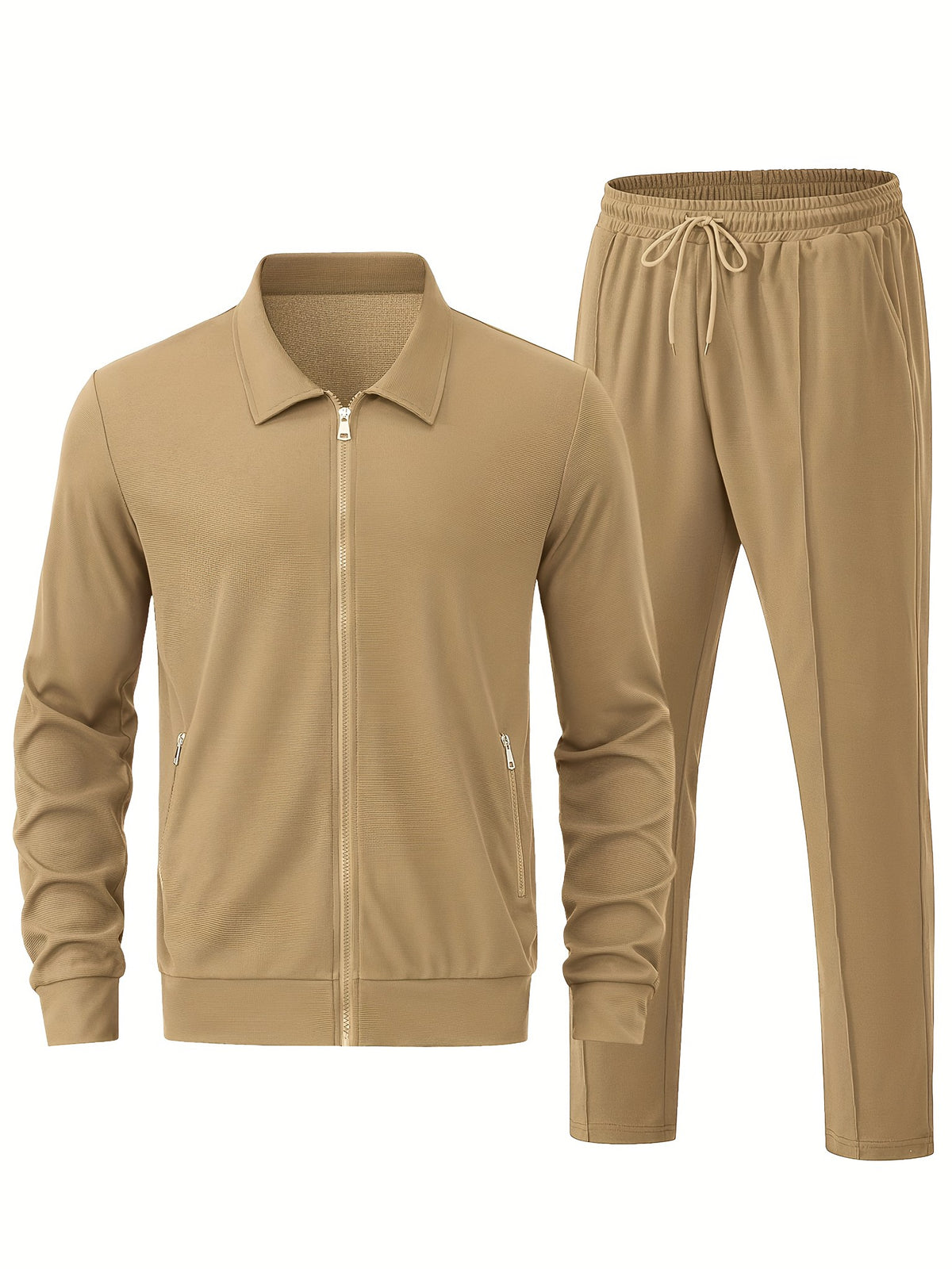 Men's two-piece tracksuit in khaki, jacket and trousers
