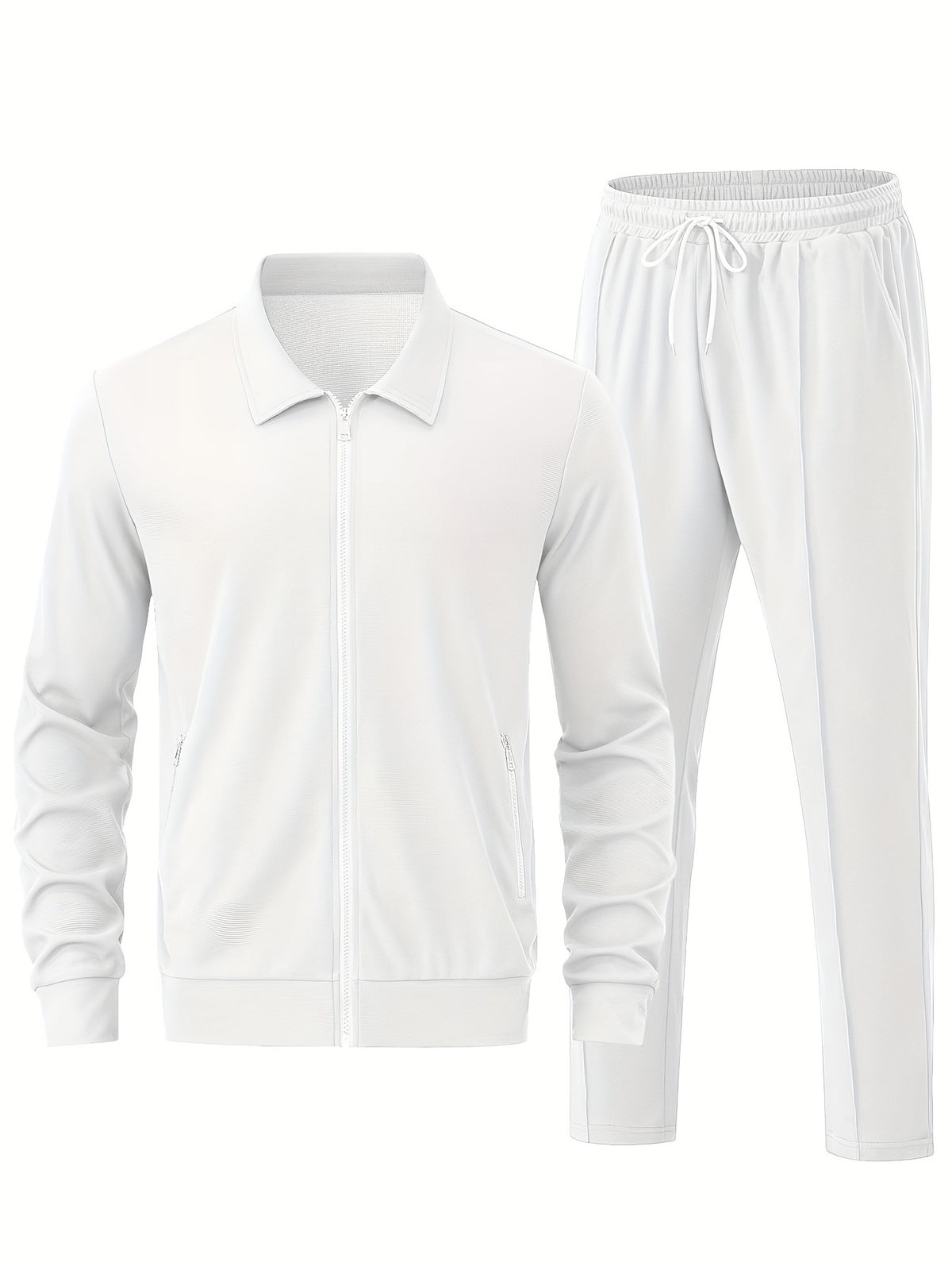 Men's two-piece tracksuit in white, jacket and trousers
