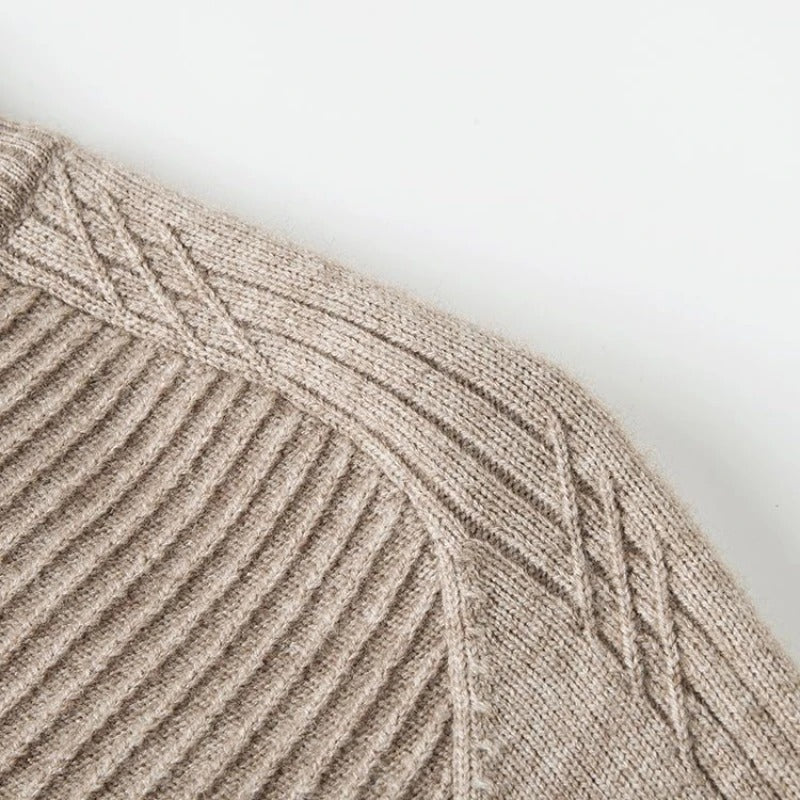 Men's half-zip jumper with a stand collar in a diagonal rib knit - view 3