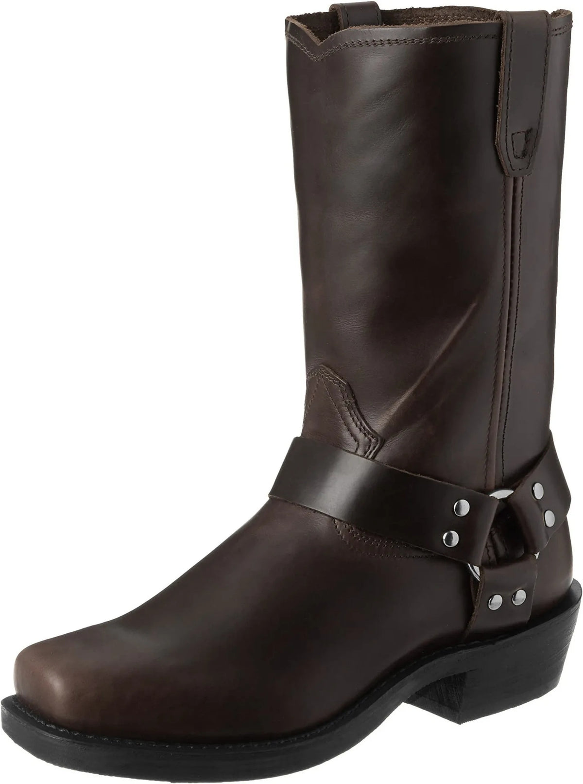 Men's harness boots in PU leather with a square toe and ring strap - view 12