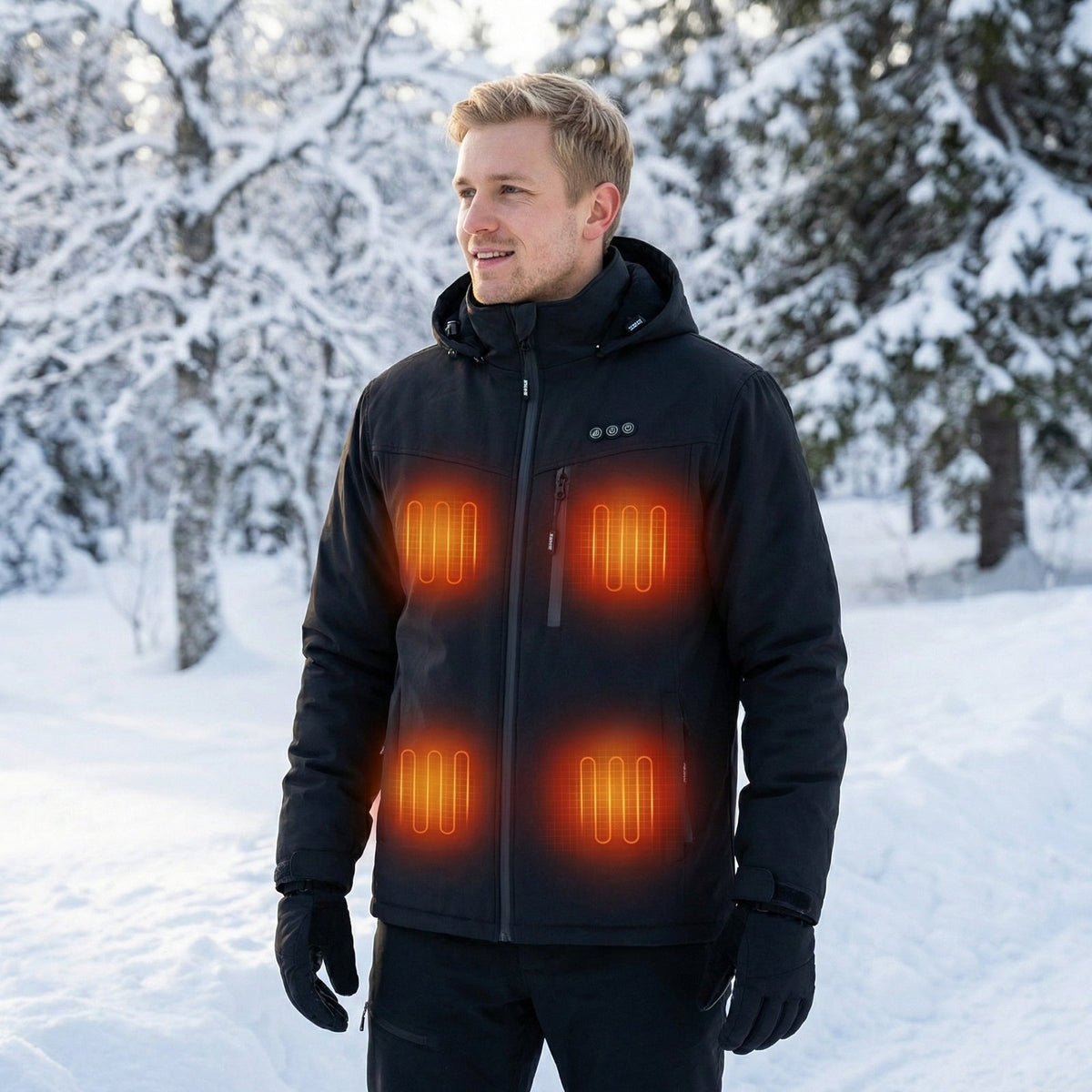 Men's heated jacket with a hood and 8 heating zones - view 2