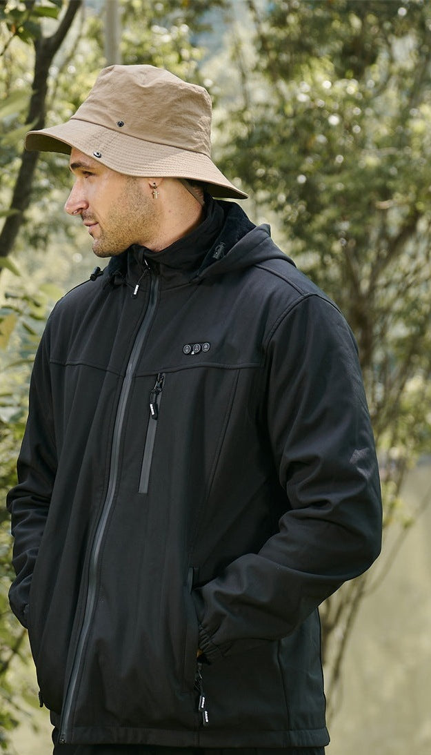 Men's heated jacket with a hood and 8 heating zones - view 5