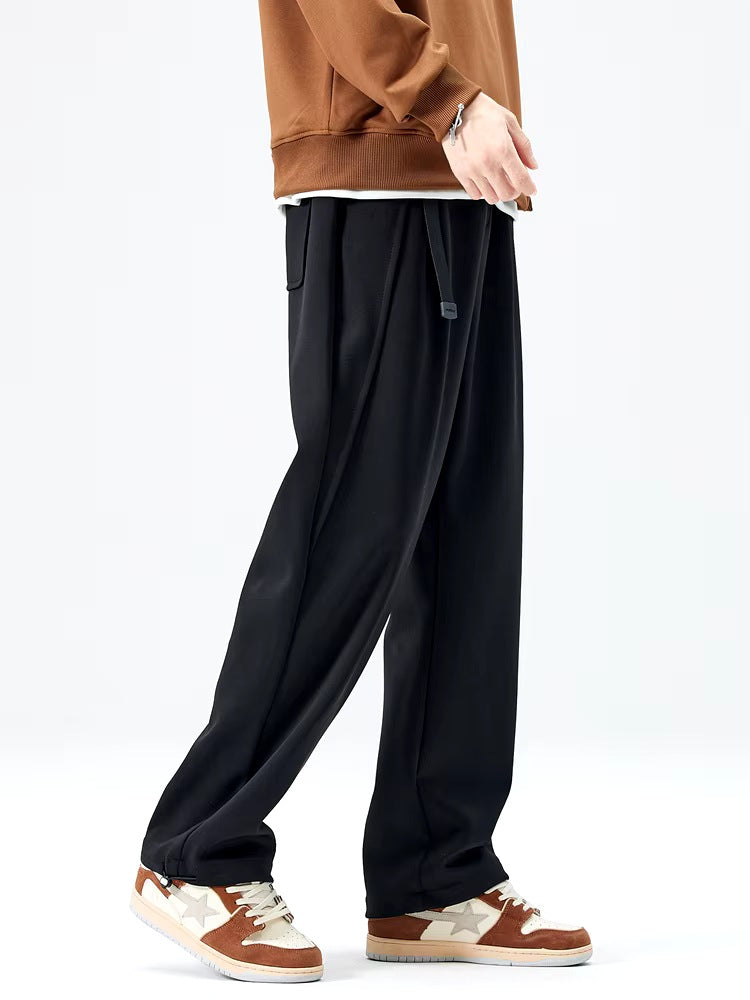 Men's heavyweight joggers with a built-in belt, front pleats and elasticated cuffs at the ankle - view 5