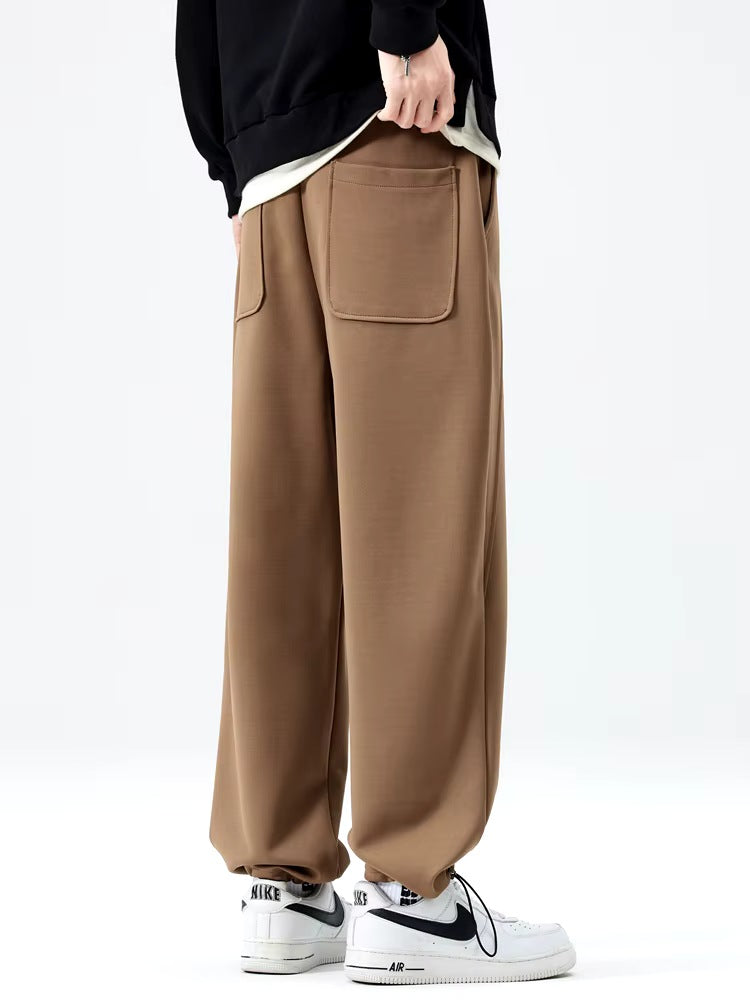 Men's heavyweight joggers with a built-in belt, front pleats and elasticated cuffs at the ankle - view 8