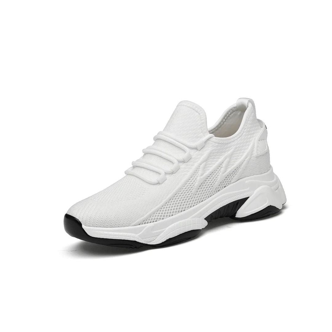 Men's height-increasing knit trainers with a hidden lift