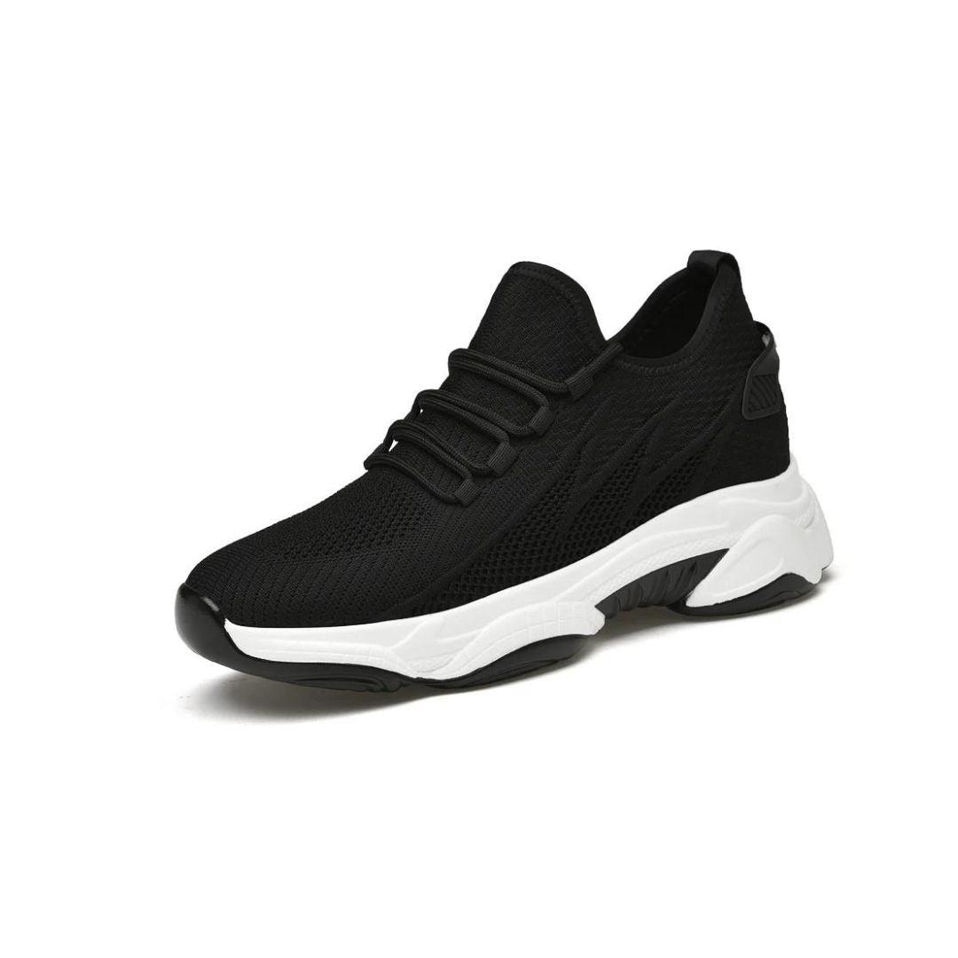 Men's height-increasing knit trainers with a hidden lift