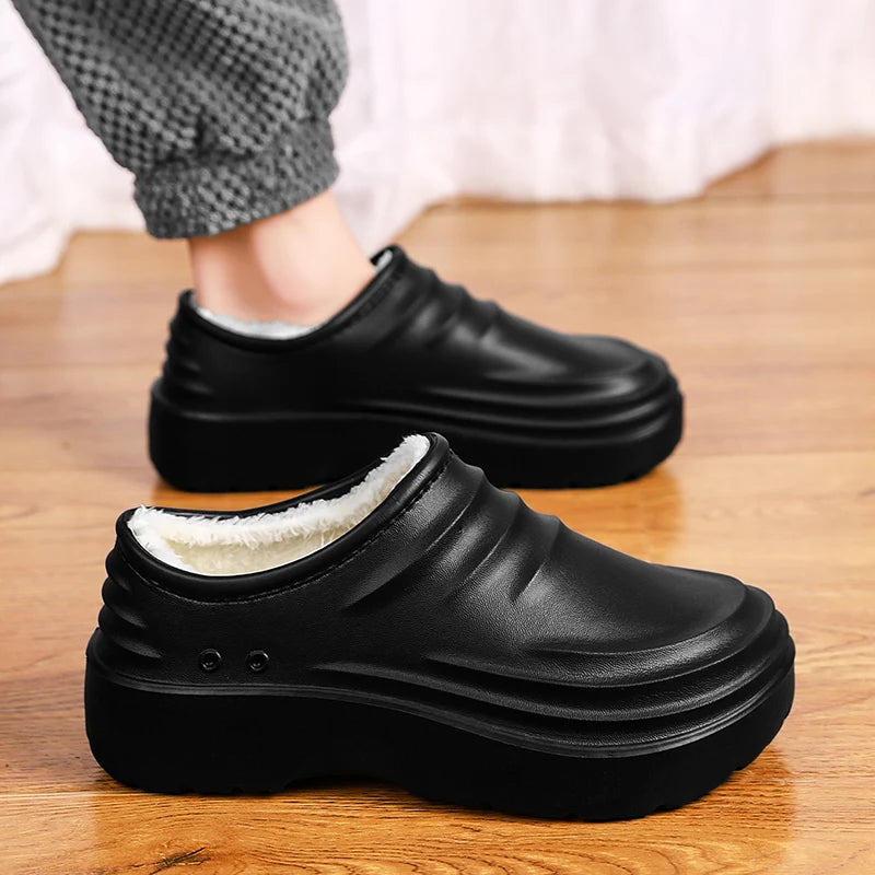 Men's kitchen shoes in EVA with closed toe, thick non-slip sole and plush lining - view 3