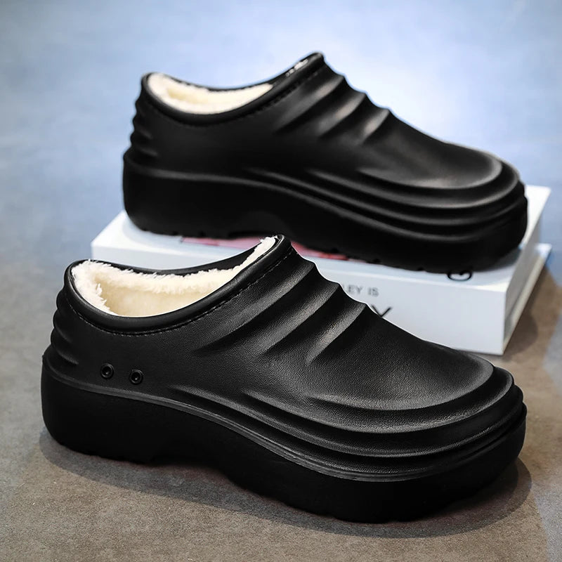 Men's kitchen shoes in EVA with closed toe, thick non-slip sole and plush lining - view 4