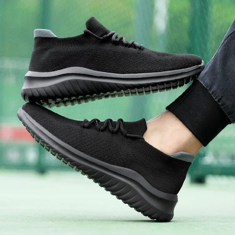 Men's knit sock trainers with laces and a lightweight cushioning sole - view 9