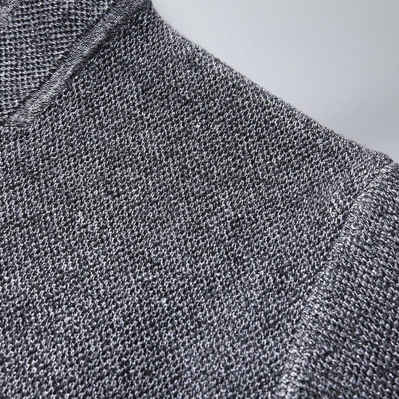Men's knitted blazer cardigan with a stand collar and patch pockets - view 9