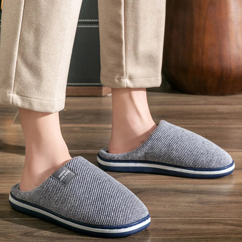Mule slippers with a knitted upper, fleece lining, open heel and rubber sole - grey blue