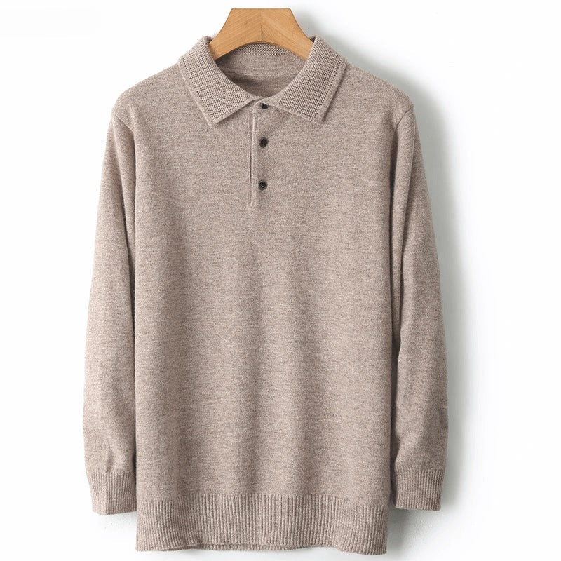 Men's knitted polo jumper with a polo collar and three-button placket - view 8