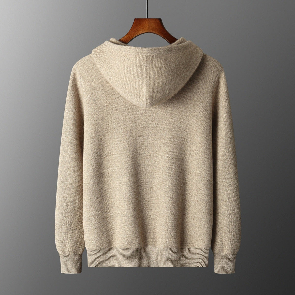 Men's knitted zip-up hoodie with a hood, full-length zip and contrast drawcords - view 4