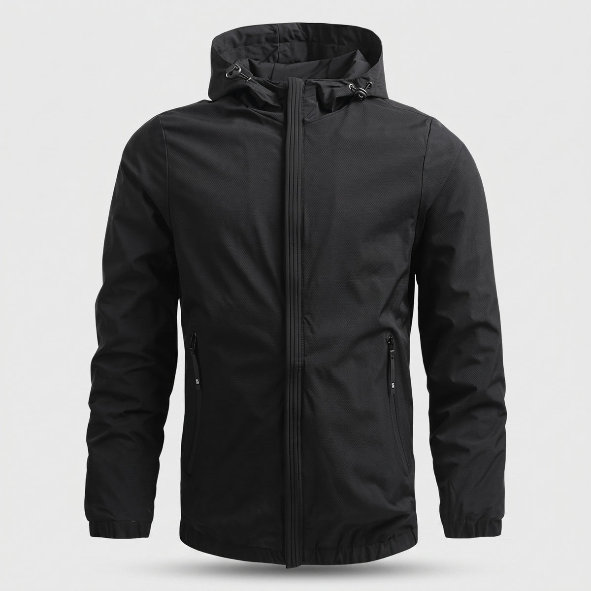 Men's lightweight hooded jacket with zip pockets - black