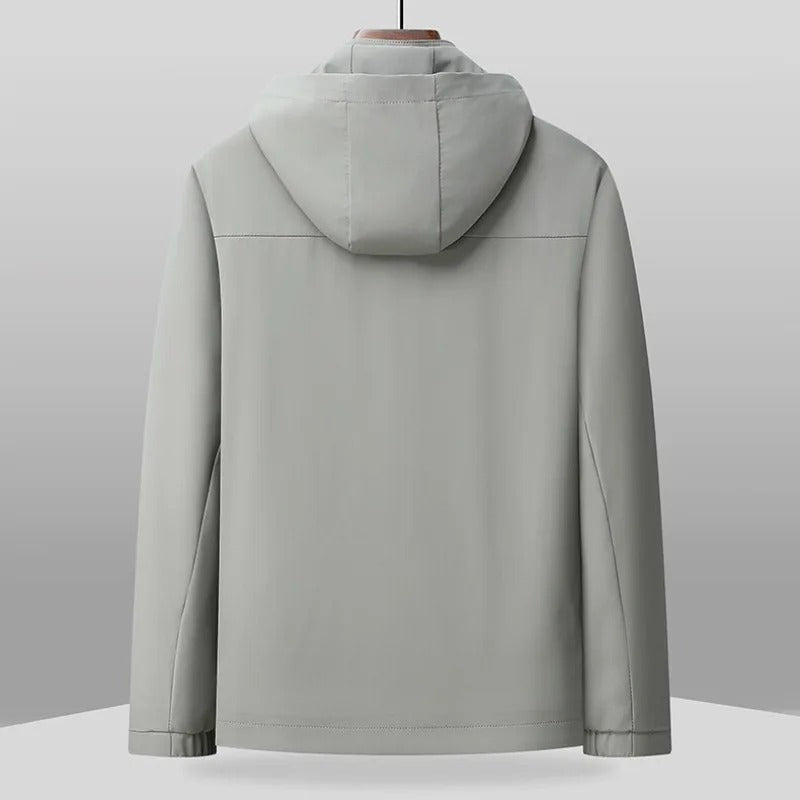 Men's lightweight jacket with a detachable hood, zip pockets and striped lining - view 7