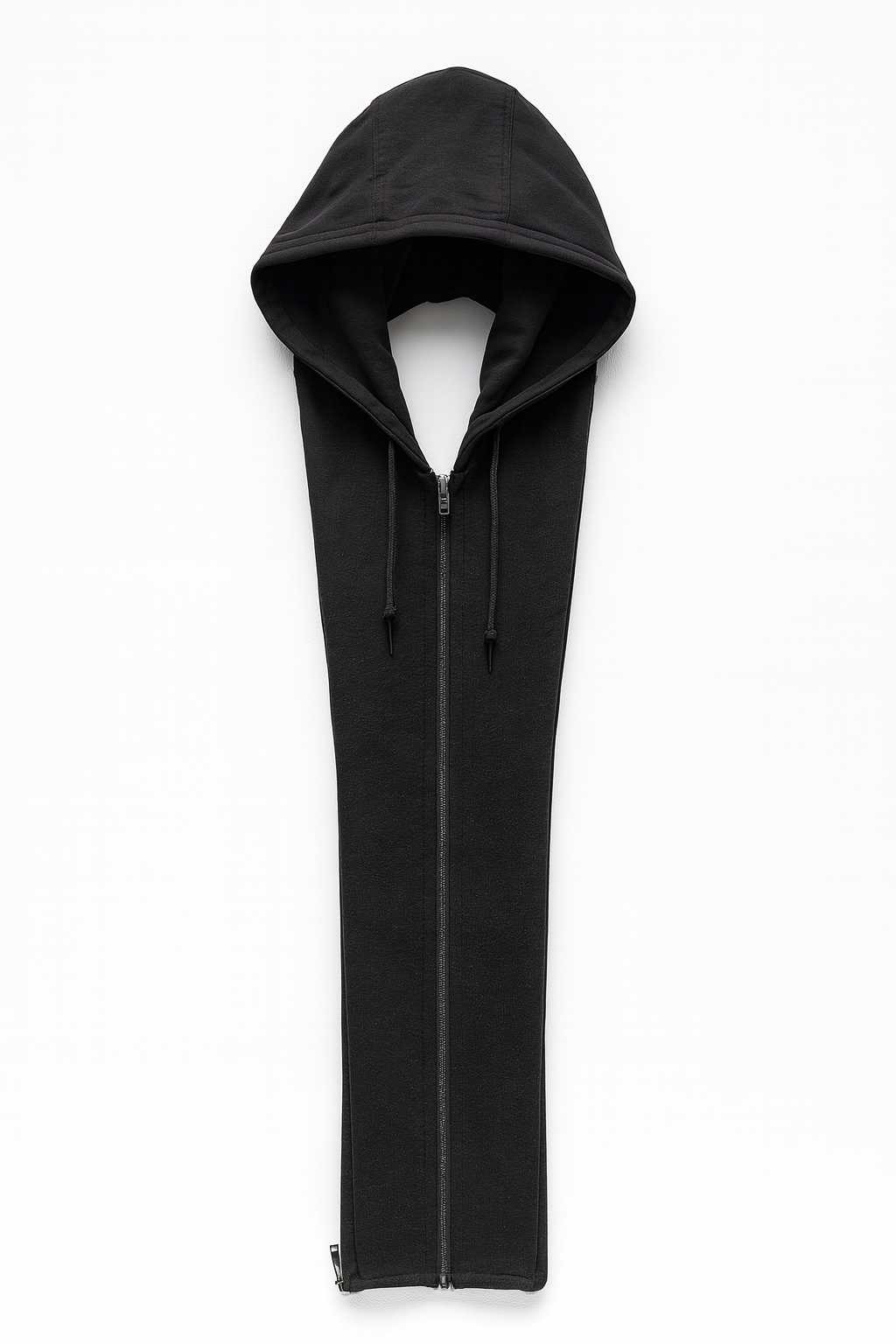 Men's longline overcoat with notch lapels and a zip-in hooded insert