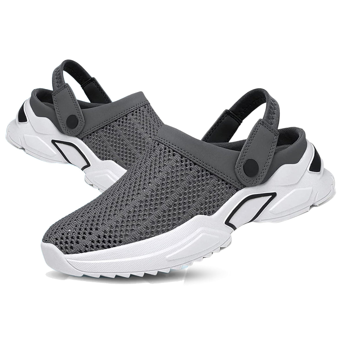 Men's mesh clogs with an adjustable heel strap