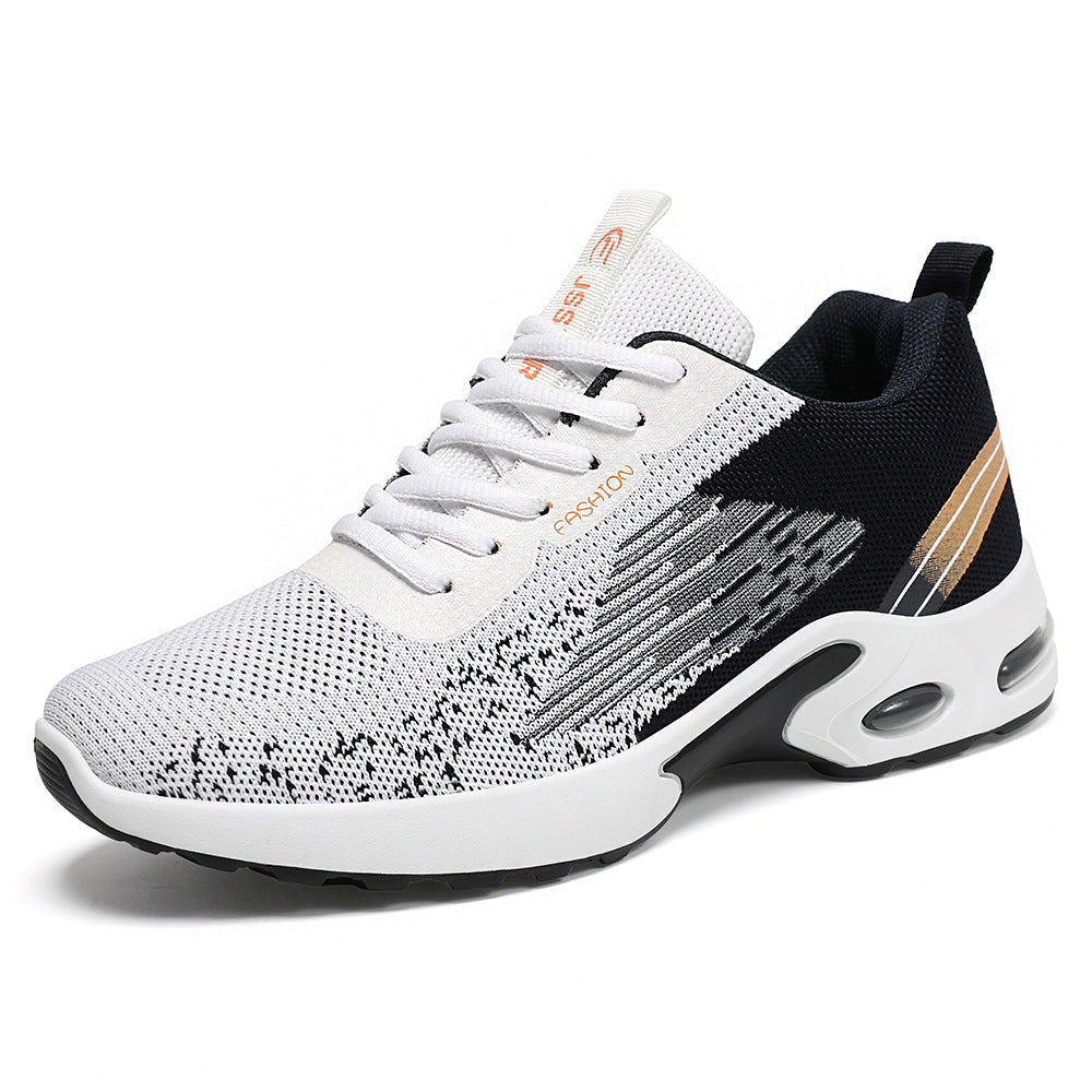 Men's mesh trainers with an air cushion sole and arch support - white and black