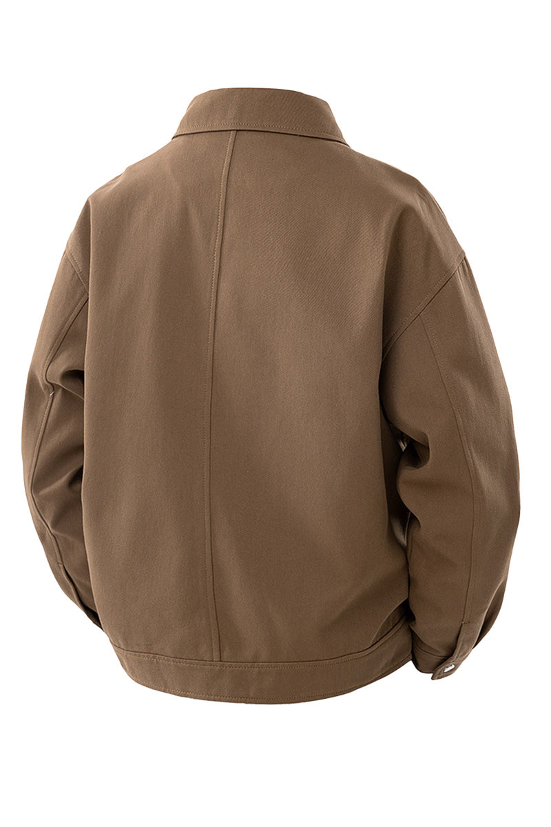 Men's oversized twill jacket with metal press studs and chest pockets