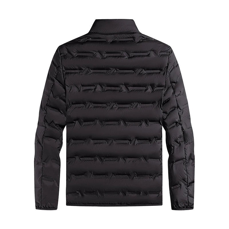Men's padded jacket with a silver-tone lining and stand collar - view 8