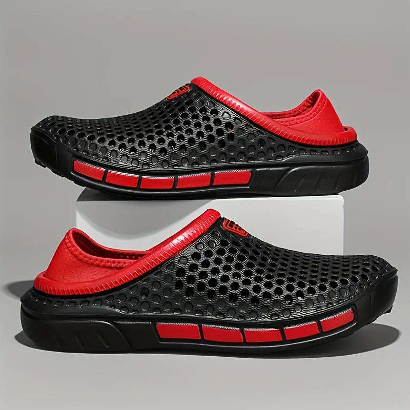 Men's perforated EVA clogs with an open back and contrast lining - view 2