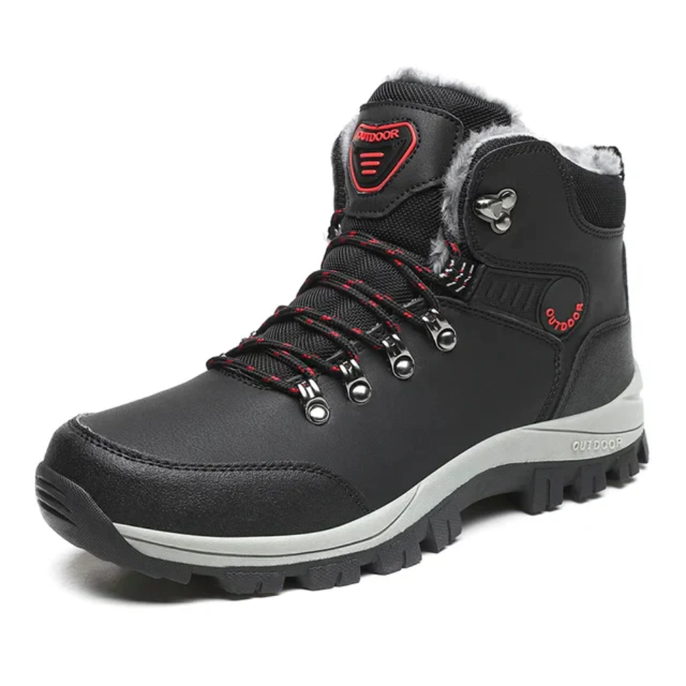 Men's plush-lined winter hiking boots with laces and lug sole