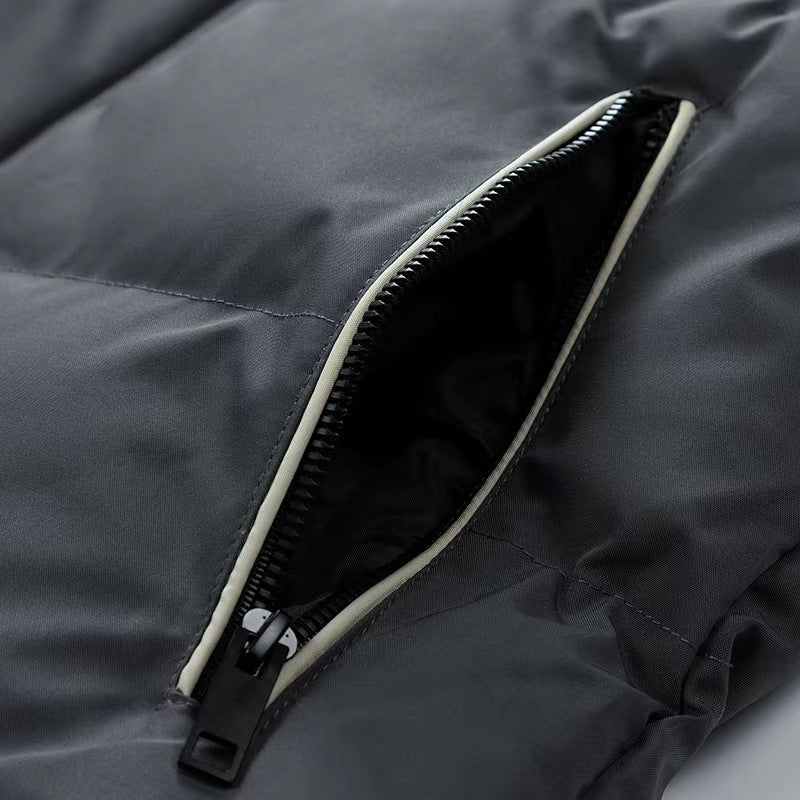 Men's puffer jacket with a detachable hood and stripes down the sleeves - view 8
