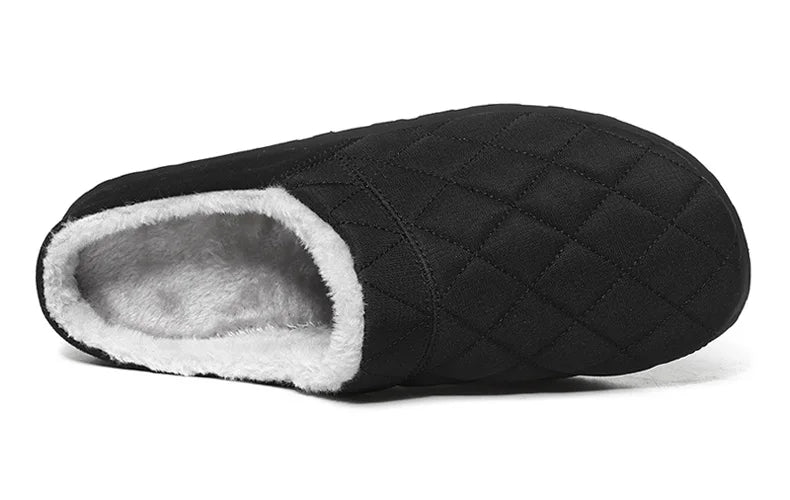 Men's quilted mule slippers with diamond stitching, plush lining and open back - view 22