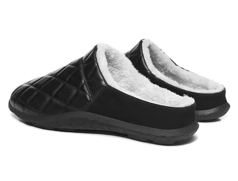 Men's quilted mule slippers with diamond stitching, plush lining and open back - view 9