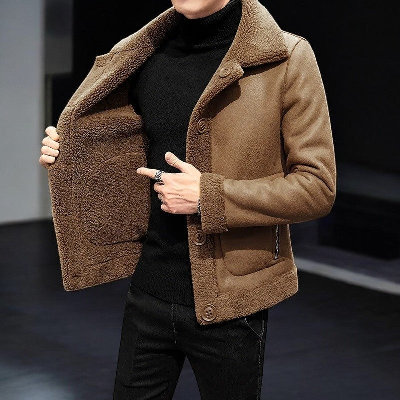Men's reversible teddy jacket with a suede-look reverse side - view 4