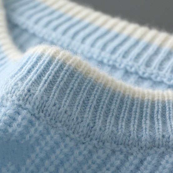 Men's ribbed crew neck jumper with off-white contrast tipping - view 5
