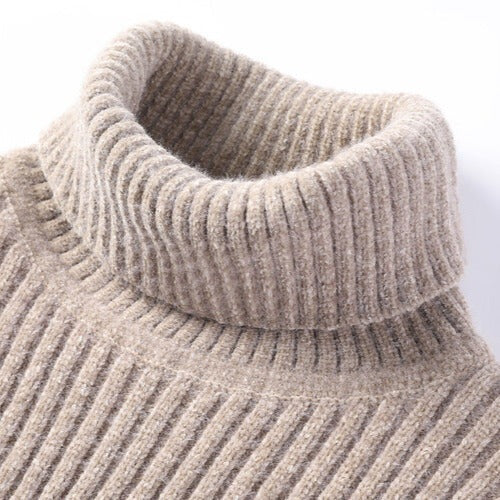Men's roll neck jumper in a thick rib knit with a marl yarn and a high collar - view 8