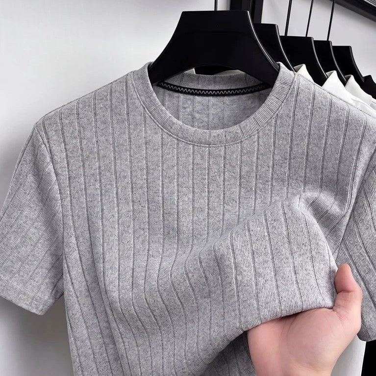 Men's ribbed slim fit T-shirt with a crew neck - view 6
