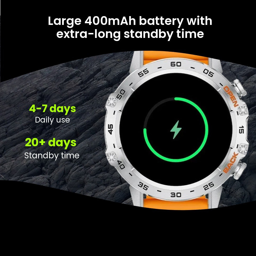 Battery life of the men's rugged smartwatch