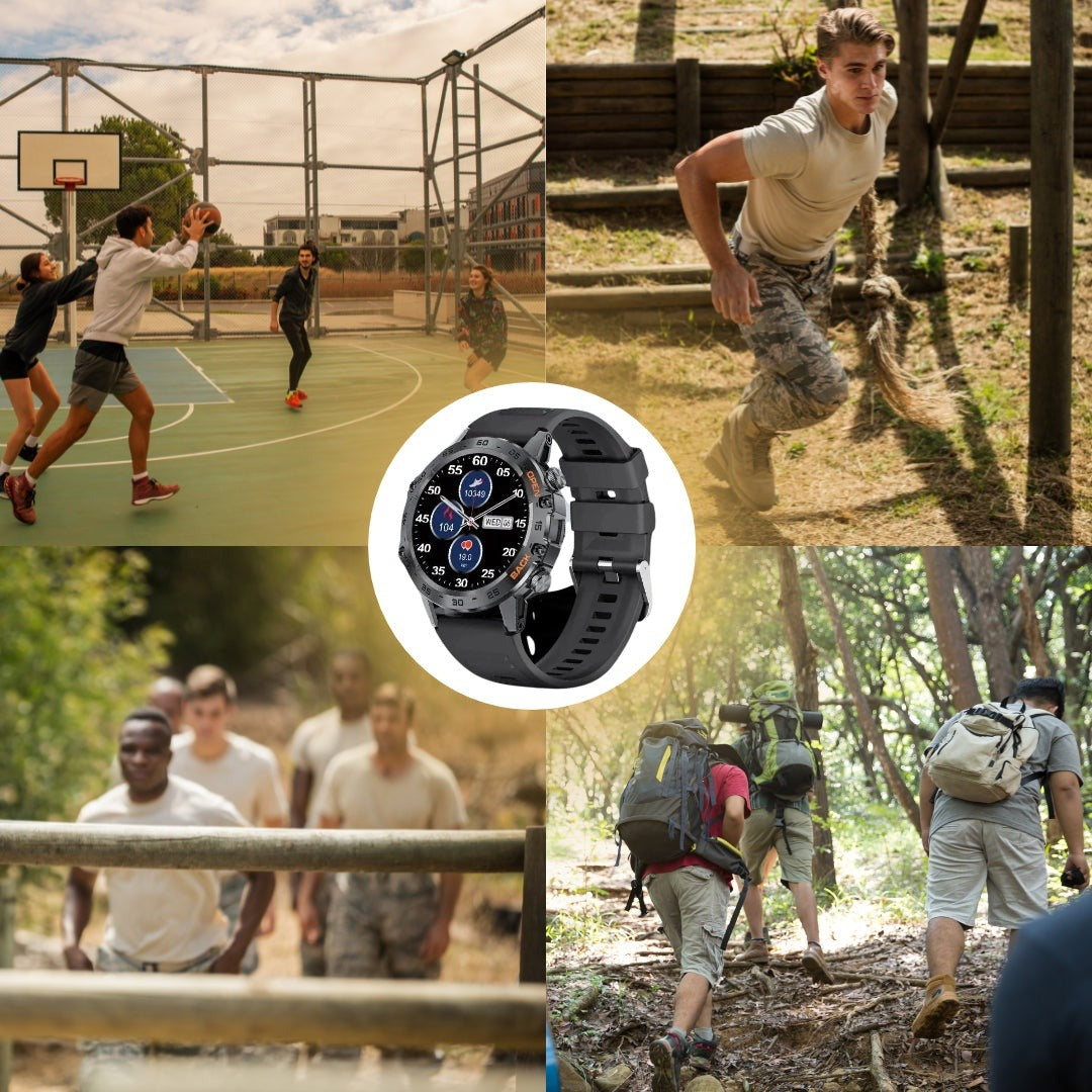 Men's rugged smartwatch among sports photos